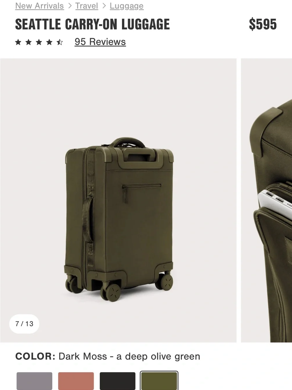 Dagne Dover Seattle Carry-On Luggage — Dark Moss Olive - Picture 7 of 7